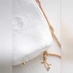 Upcycled Christian Dior White Quilted Crossbody Gold Chain Star Charm